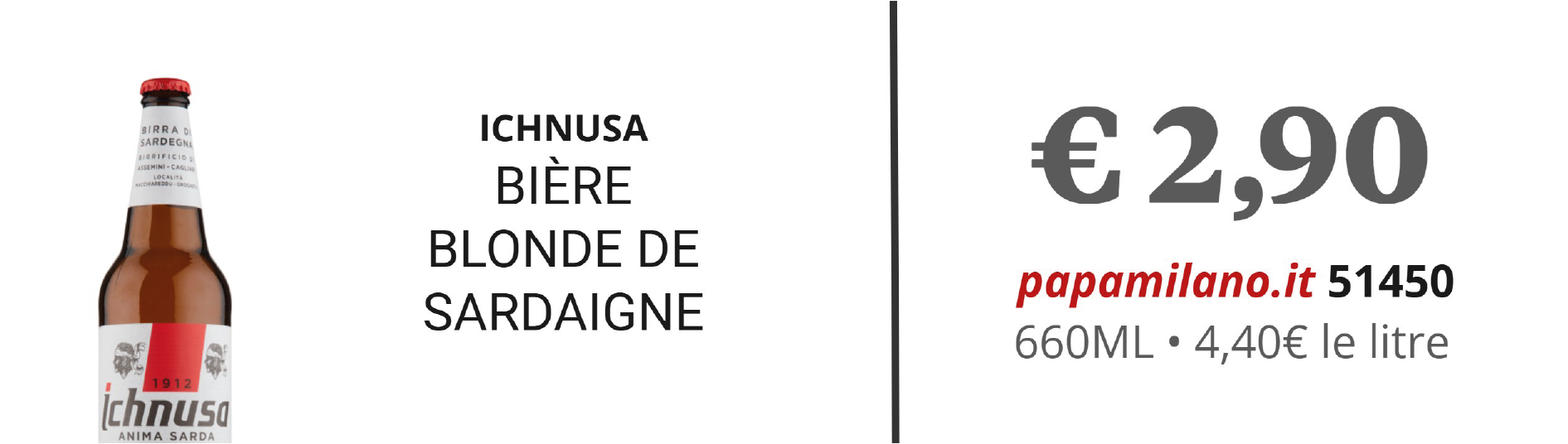 ICHNUSA BIÈRE BLONDE DE SARDAIGNE